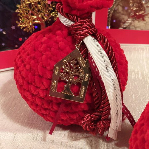 Handmade knitted pomegranate with charm new, Christmas gift idea