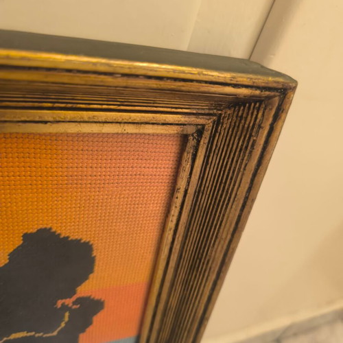 Framed embroidery like new with golden frame