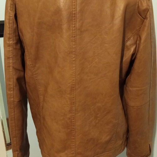 Biker jacket women's new brown faux leather oversize