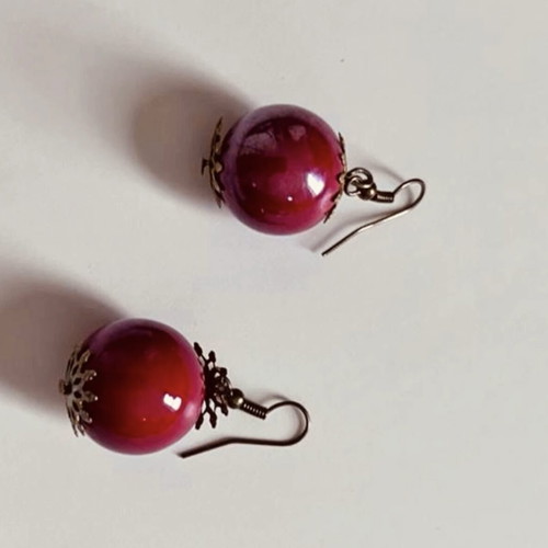 Deep red dangle earrings
