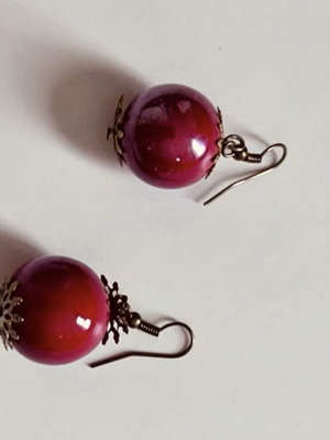 Deep red dangle earrings