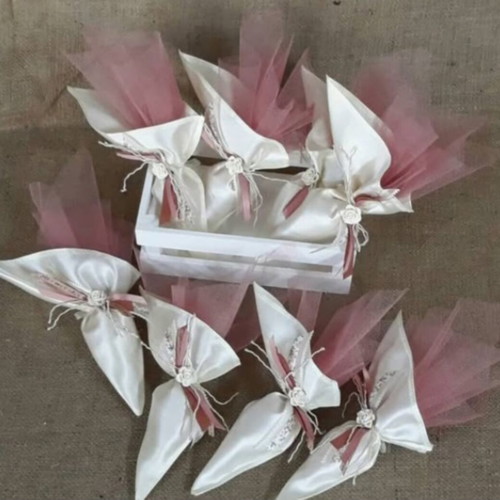 Satin pouches for wedding or baptism bomboniere, pack of 100
