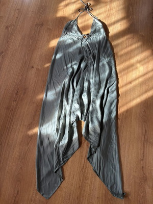 Elegant satin dress with asymmetrical length