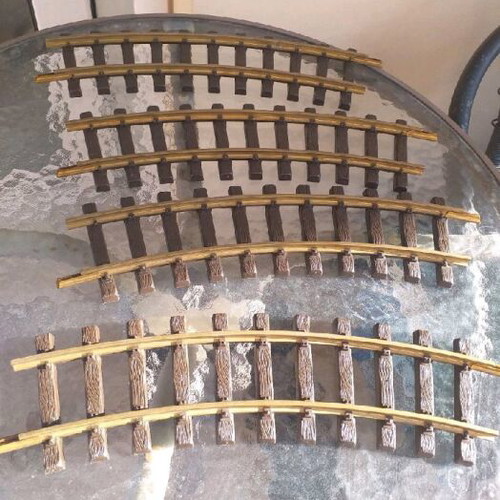 Playmobil curved train tracks used, old LGB scale, set of 4