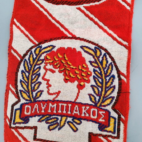Vintage Olympiakos scarf used, retro Champion piece