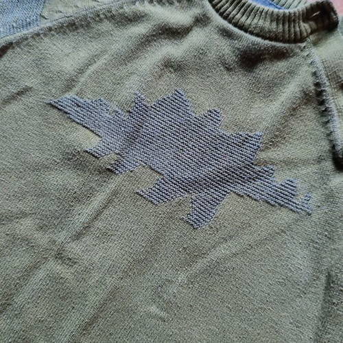 Knitted baby sweater khaki 9-12 months with dinosaur used mothercare