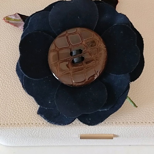Dolce & Gabbana velvet and leather flower brooch like new