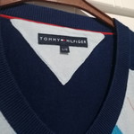 Tommy Hilfiger cotton sweater used, blue check, size L