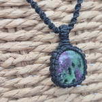 Ruby Zoisite Crystal Macrame Necklace new