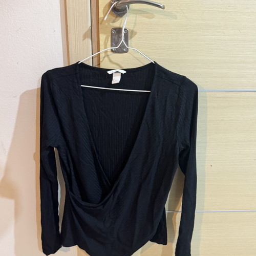 H&M black open blouse, size L