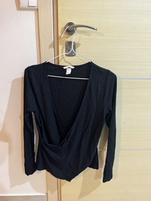 H&M black open blouse, size L