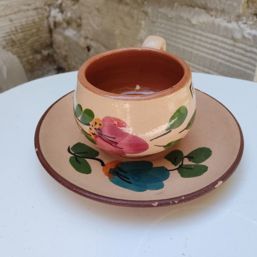 Anna coffee cup, handmade ceramic with saucer
