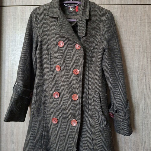 Women's brown herringbone coat small, used, with lining