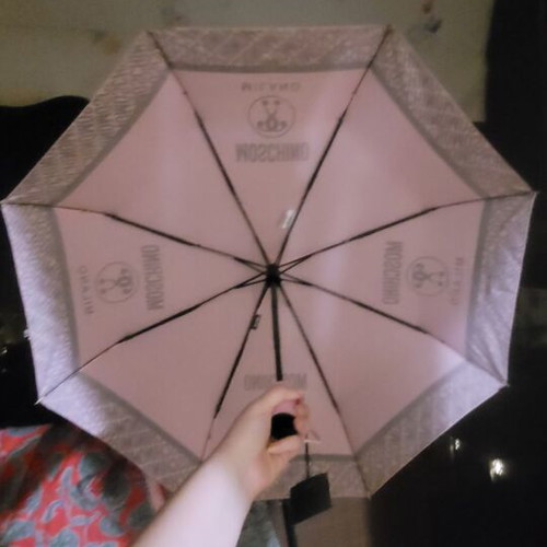 Moschino umbrella new, black and pink