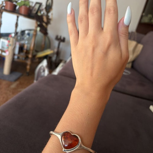Silver bracelet with amber, unique design