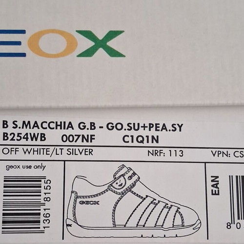 Geox children's sandals size 26 like new, off white light silver