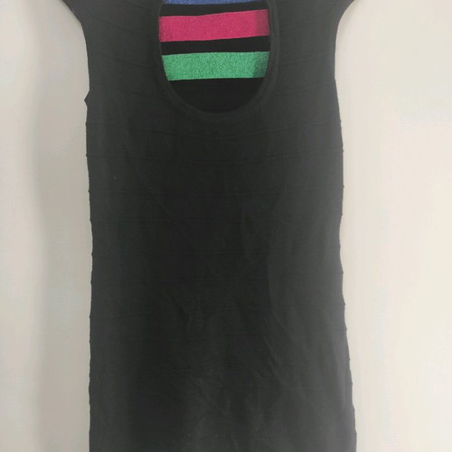 Golden Lady black mini dress medium with special back and smile neckline