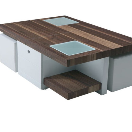 Coffee Table att-015 made of walnut wood with white lacquer