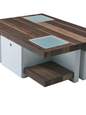 Coffee Table att-015 made of walnut wood with white lacquer