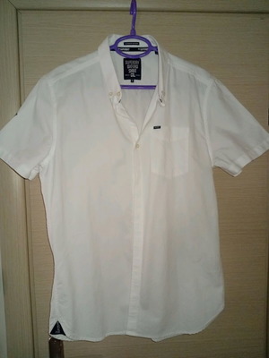 Superdry short-sleeve shirt white like new, cotton casual