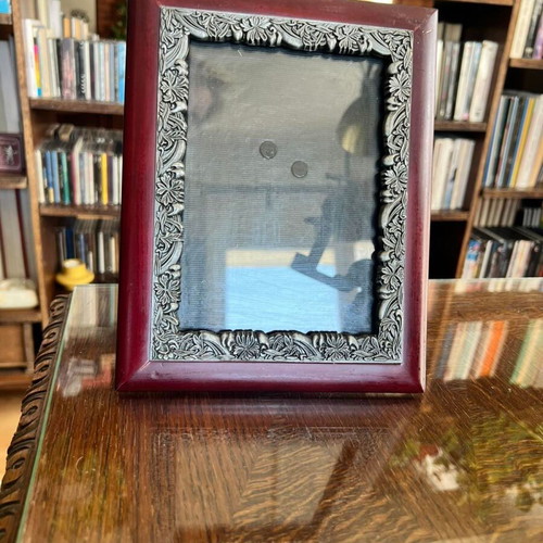 Vintage Brown Silver Ornate Photo Frame like new, baroque floral design