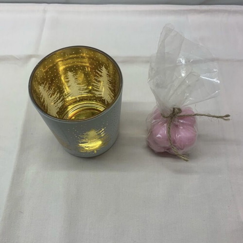 Christmas votive candle holder with candle new, gift for teacher
