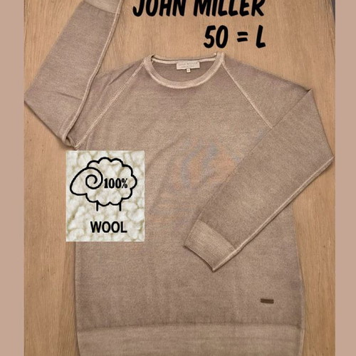 John Miller 100% Wool Sweater Size 50/L, Melange Taupe Beige