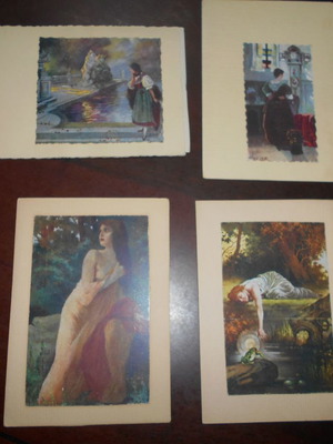 Κάρτες διαφόρων ζωγράφων μεταχειρισμένες, σετ 4 τεμαχίων