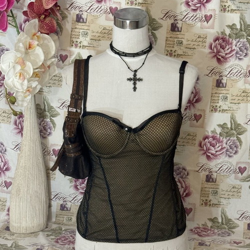 Y2K beige corset with sequins 6IXTY 8IGHT 80B S/M