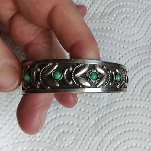 Vintage Italian silver bracelet with turquoise, ALP Italy