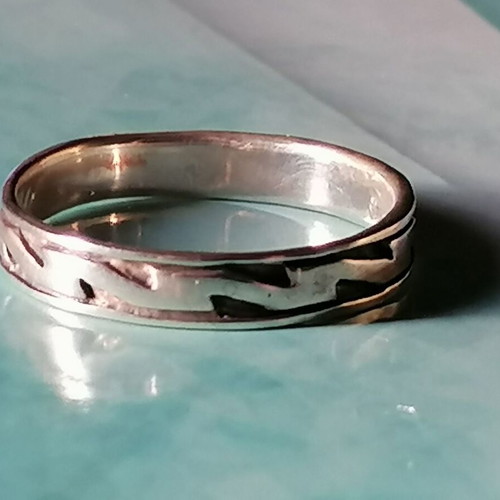 Men's silver 925 lightning band ring new No 68 (US 12)