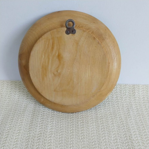 Vintage Hand-Painted Wooden Decorative Plate Floral Still Life