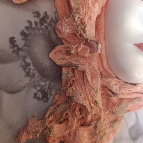 Venetian mask like new, made of baked clay and gauze