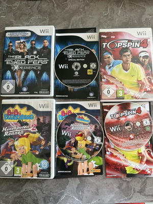 Nintendo Wii bundle with Top Spin 4, Black Eyed Peas and Bibi games like new PAL editions