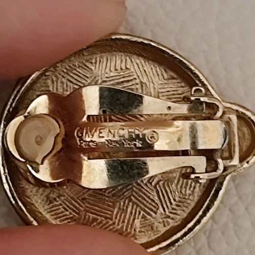 Givenchy clip earrings like new, gray and gold tone