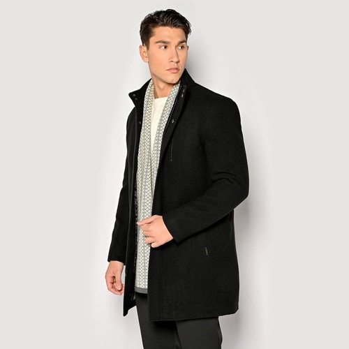Sogo men's black half coat new, regular fit
