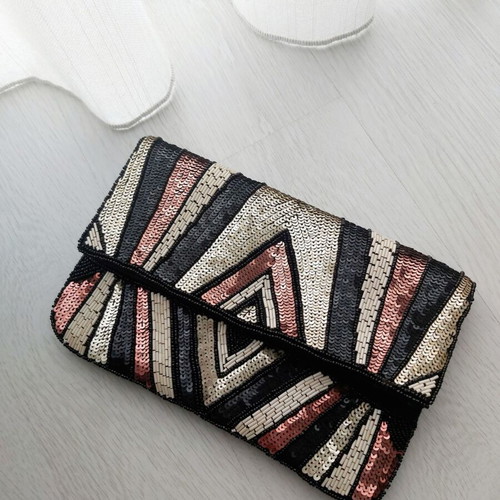 Biju Brigitte envelope bag new with chain and sequins