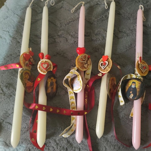Handmade Saint Candles with Iconography new