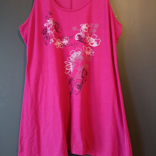 Okay plus size XXL fuchsia tank top with floral design, like new