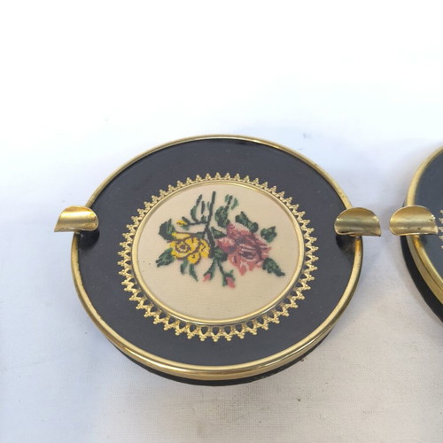 Vintage ashtrays with embroidery like new