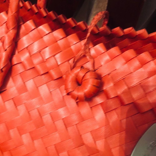 Mad Hat Red Straw Beach Bag new