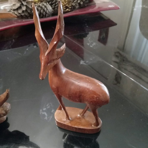 Authentic African sculptures used, pack of 2, solid mahogany from Congo