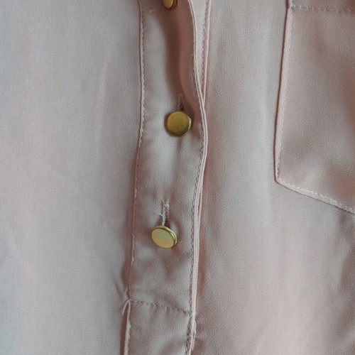 Asymmetric shirt like new, pink with gold buttons and pocket