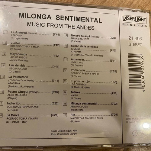 Milonga CD authentic, excellent condition, music from the Andes