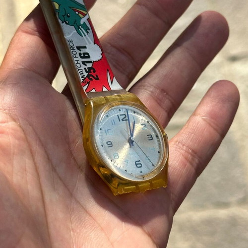 Swatch Watch Force 25161 vintage transparent yellow wristwatch with original strap