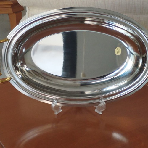 Freddi Italian Serving Tray Inox 18/10 & 24K Gold Like New