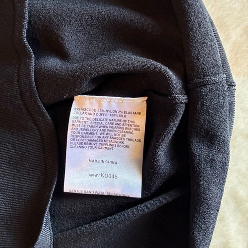 Karen Millen satin blouse like new, black with silver cufflinks