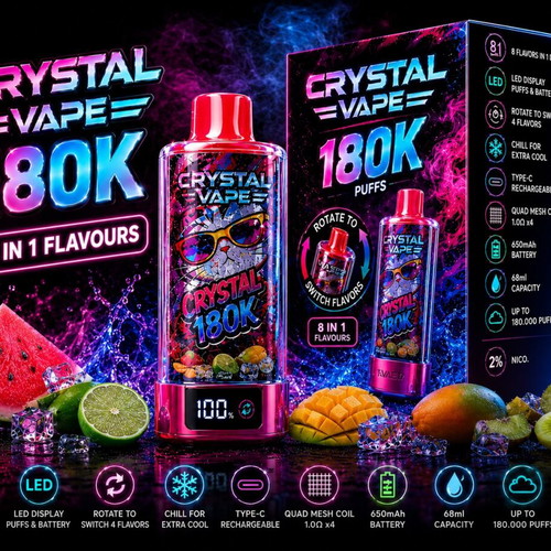 Crystal Vape 180000 Puffs Premium Edition 8-in-1 Flavors
