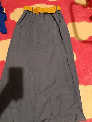 Φούστα μακριά navy blue καινούργια, με τσέπες και ψάθινη ζώνη