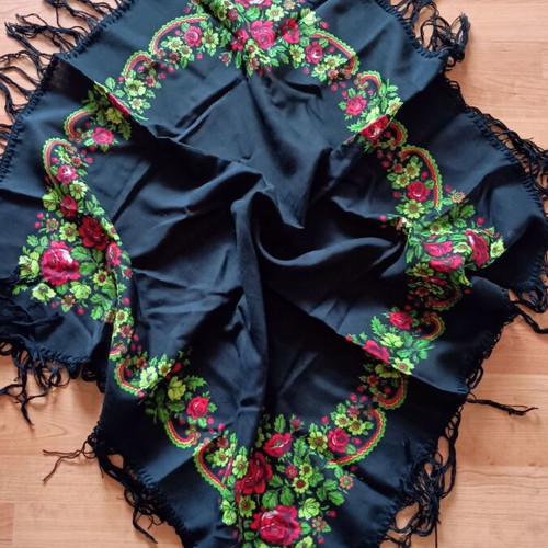 Pavlovo Posad Vintage Wool Scarf Floral Print New